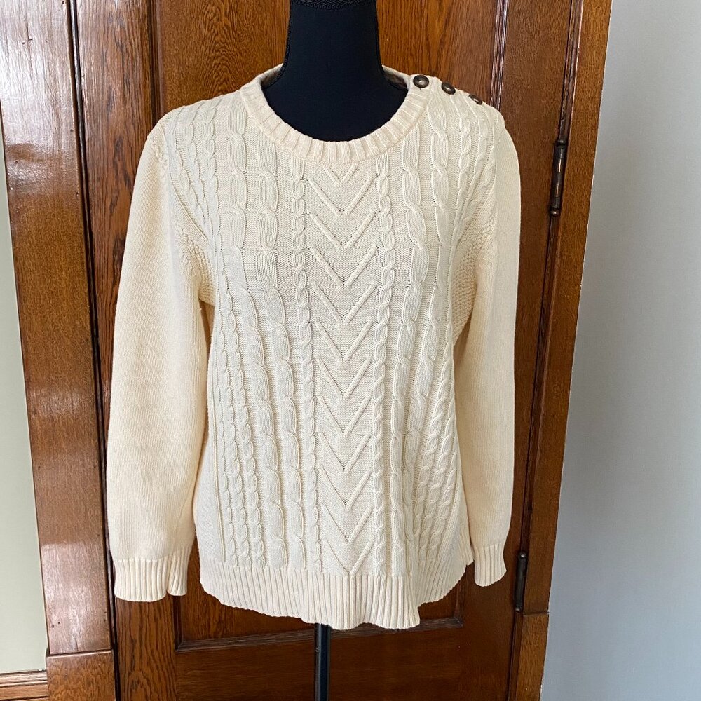 Karen Scott Ribbed Knit Sweater Pale Yellow Size Large 100% cotton